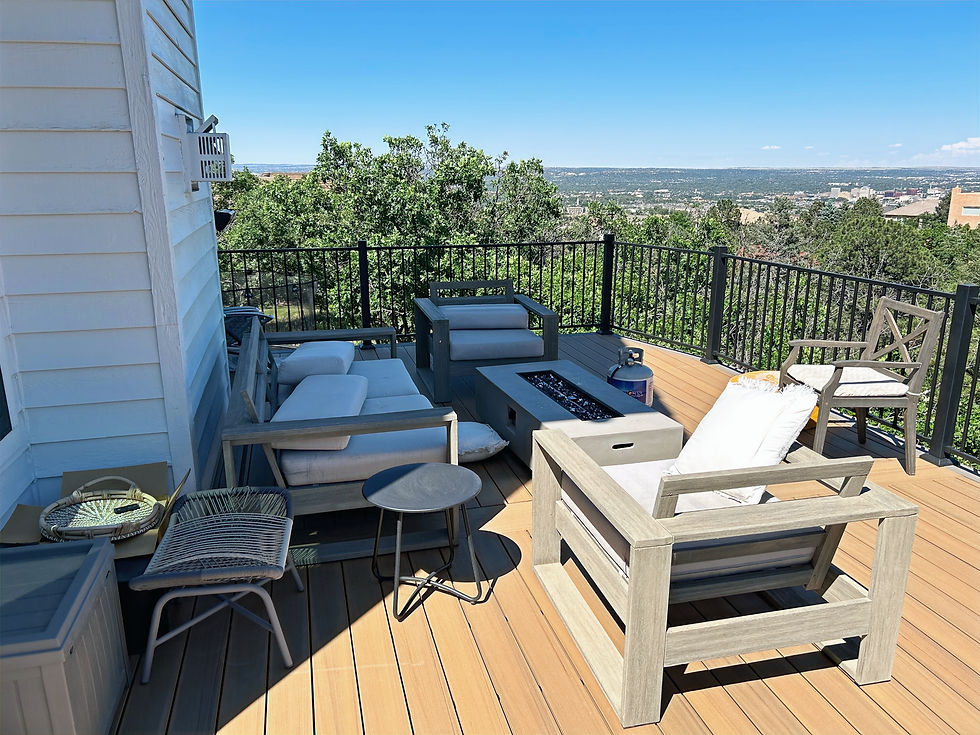 Modern deck with exterior home carpentry services.