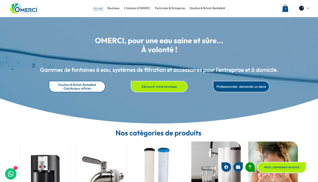 Aperçu du site internet réalisé pour Omerci par l’agence web Kléia, spécialisée en création de sites en Guadeloupe.