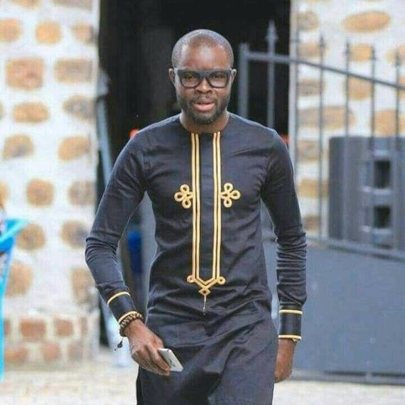 Embroidered African Outfit in Cotton, Satin or Silk