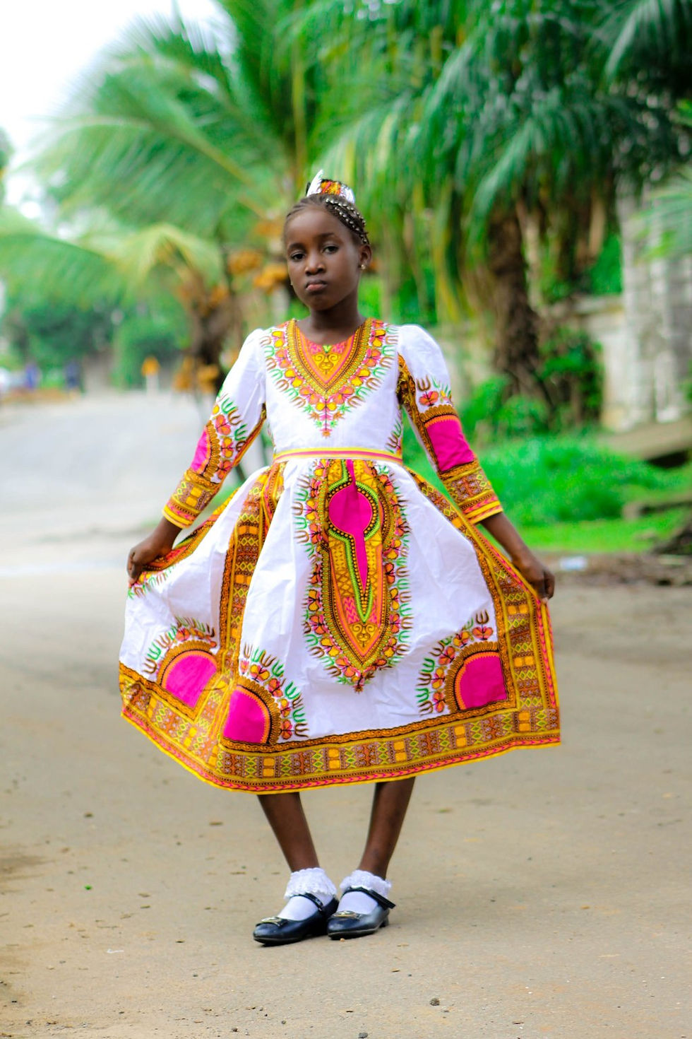 African Girls Ankara Dress in Cotton, Satin or Silk
