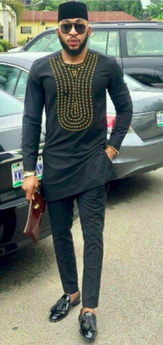 Thumbnail: Embroidered African Outfit in Cotton, Satin or Silk