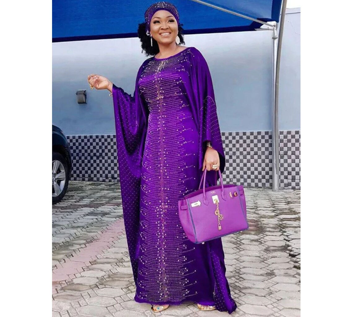 Genuine Silk Hand Embroidered Custom Made African Dress for Women