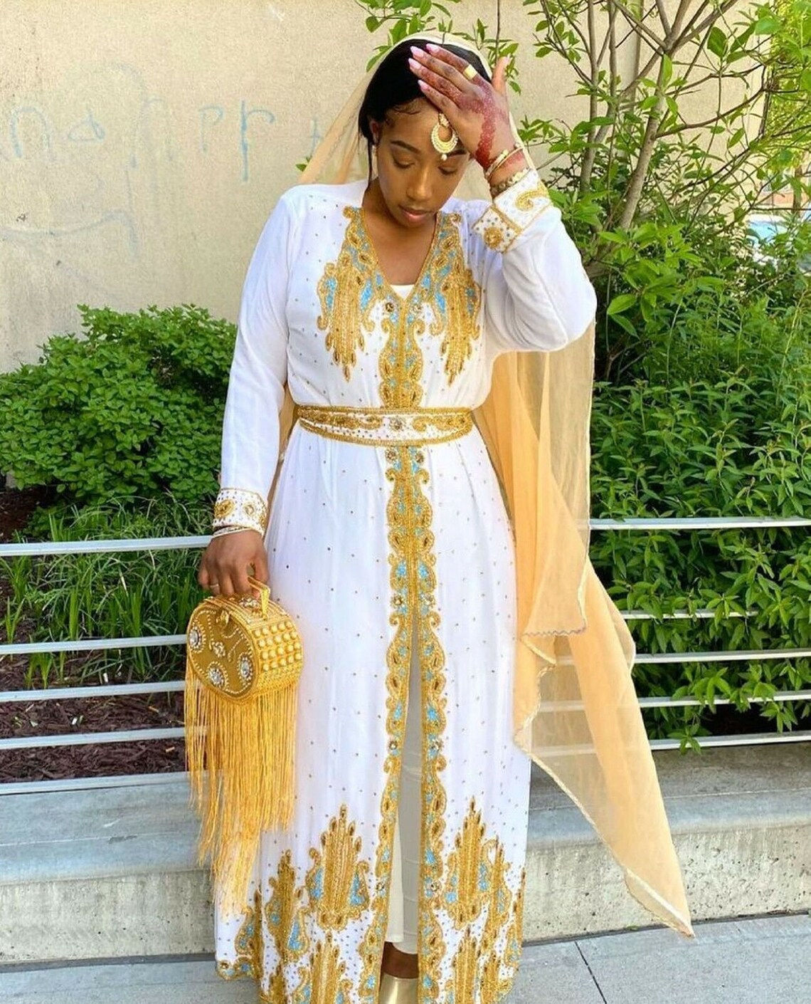 Genuine Silk Hand Embroidered Custom Made African Dress for Women