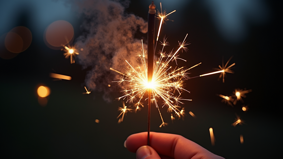 Close-up view of a sparkler burning brightly in the dark