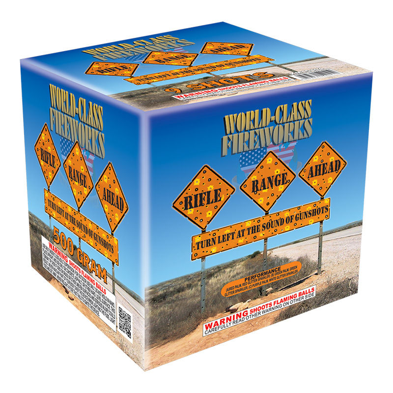 Find the Rifle Range Ahead 9 shot fireworks cake at the Fireworks Store Online.