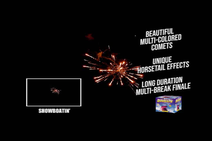 Amazing fireworks effects and great colors from Showboatin.