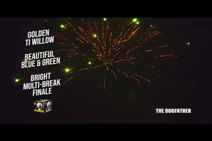 Video demo of The Dogfather 500 gram fireworks cake