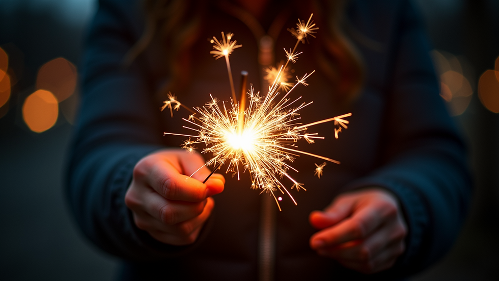 Close-up view of a sparkler burning brightly in the dark