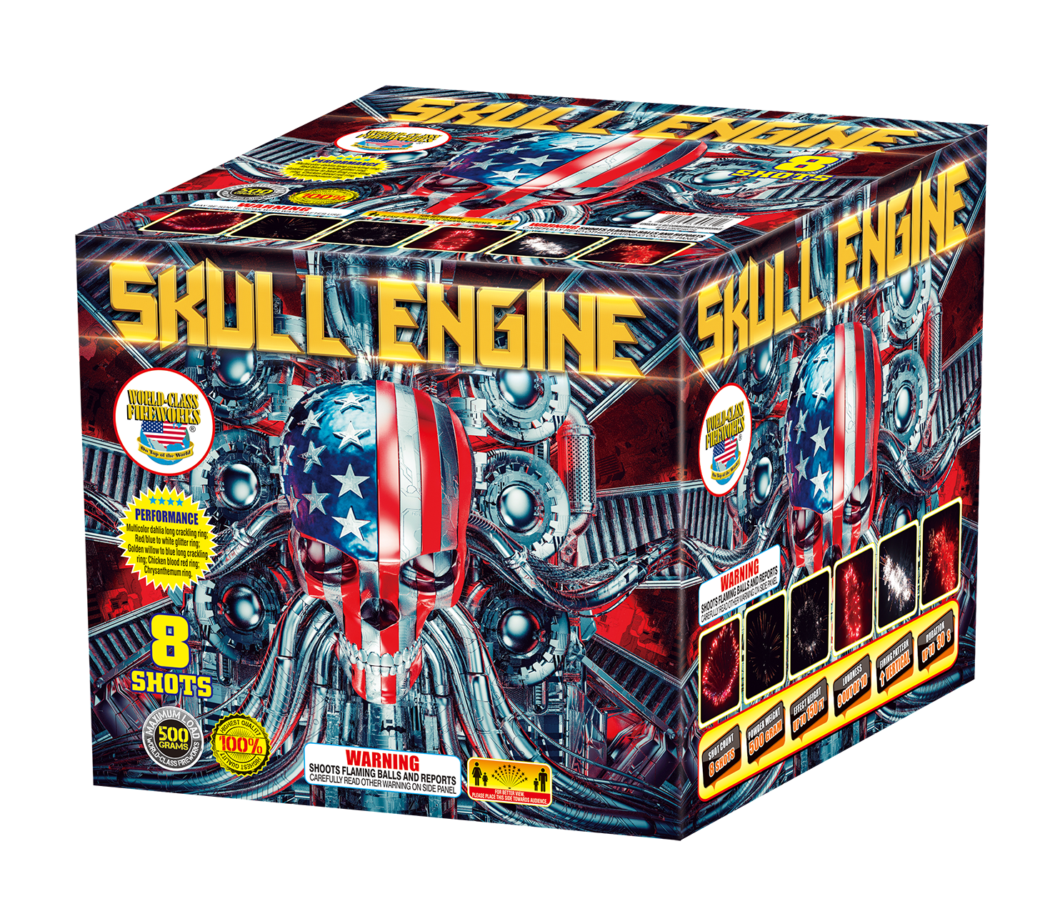 Skull Engine, 8 massive shot 500g fireworks cake from the Fireworks Store Online.