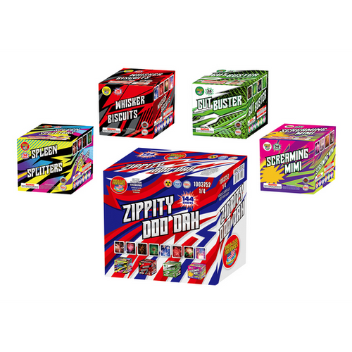 Zippity Doo Dah Assorted 500 Gram Fireworks Cakes