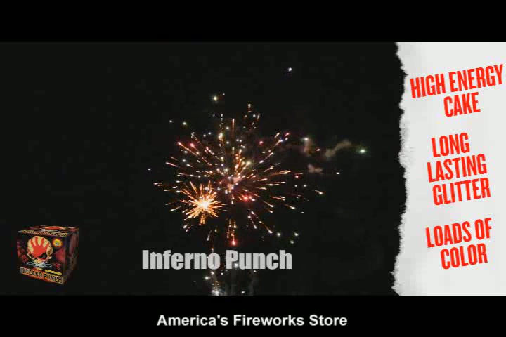 Thumbnail: Inferno Punch, a 16 shot 500 gram fireworks cake video.