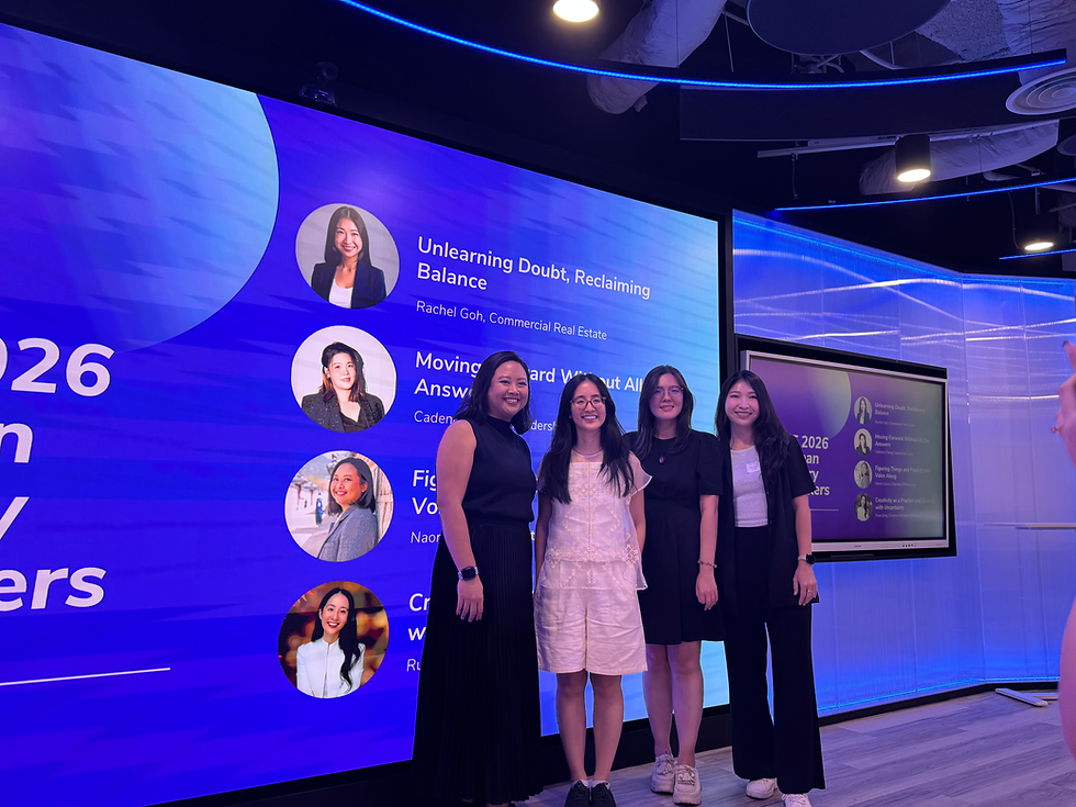 Image of PIF Mentor Human Library Speakers from left to right: Naomi Lizaso, Wong Ruen Qing, Cadence Cheng and Rachel Goh