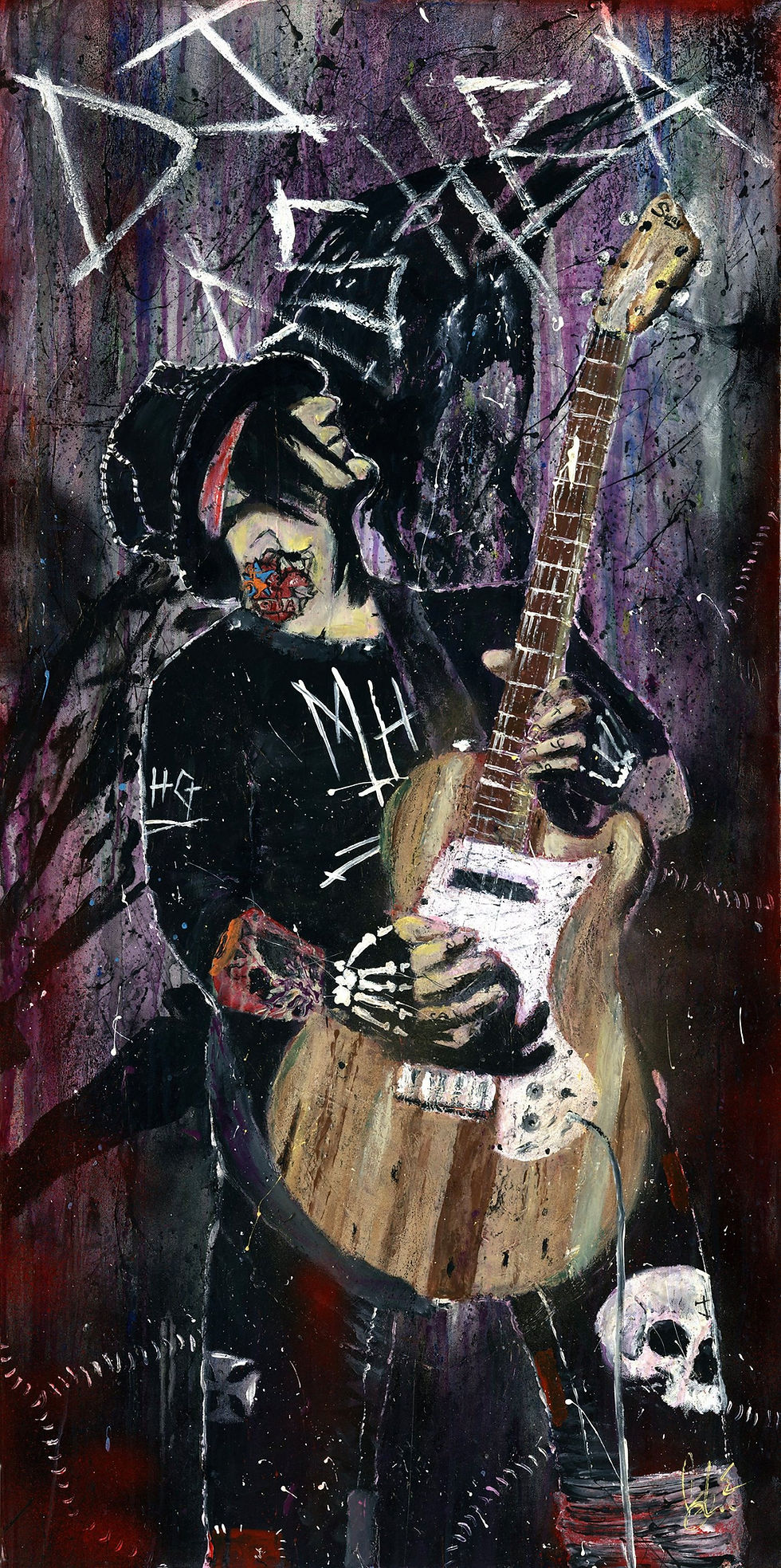 fingerpainting of DJ Ashba playing guitar