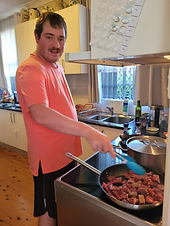 Hayes had fun cooking a curry for dinner.