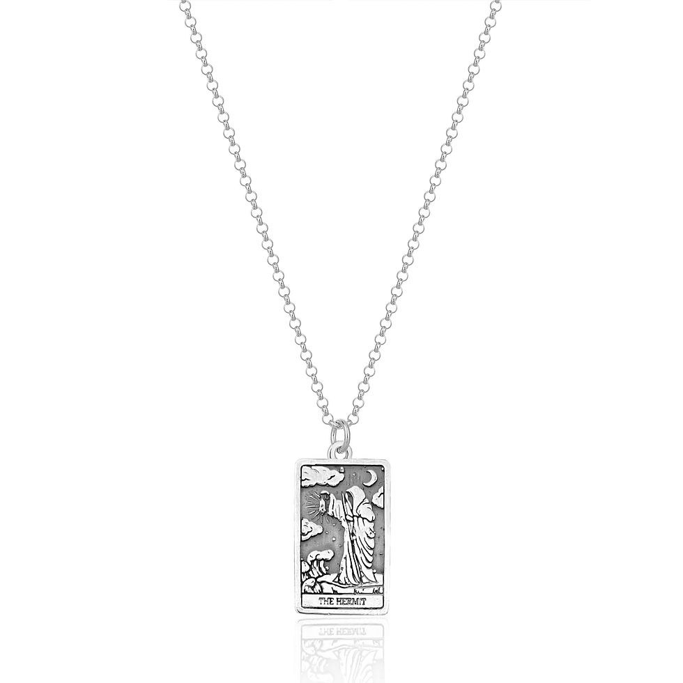 Thumbnail: The Hermit Tarot Card Silver Necklace