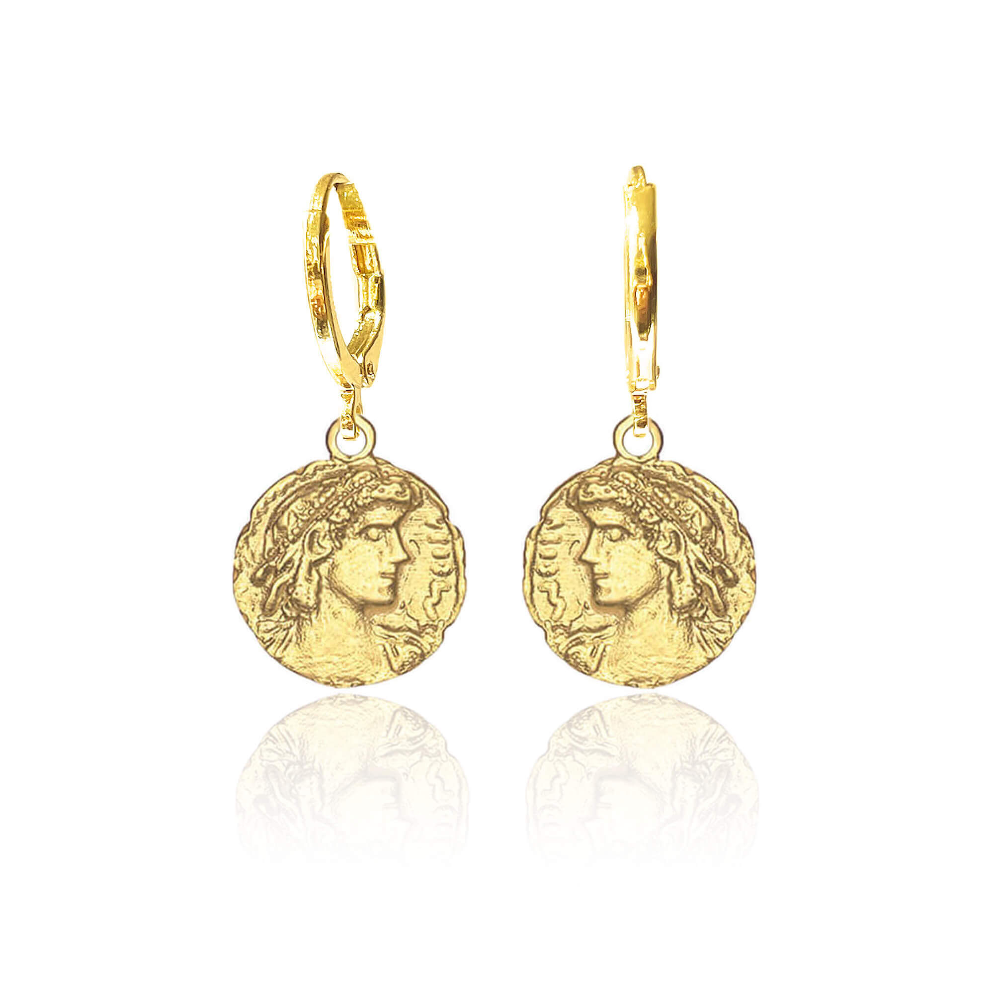 Hera Silver Coin Earrings Ancient Greek Goddess of Marriage and Childbirth