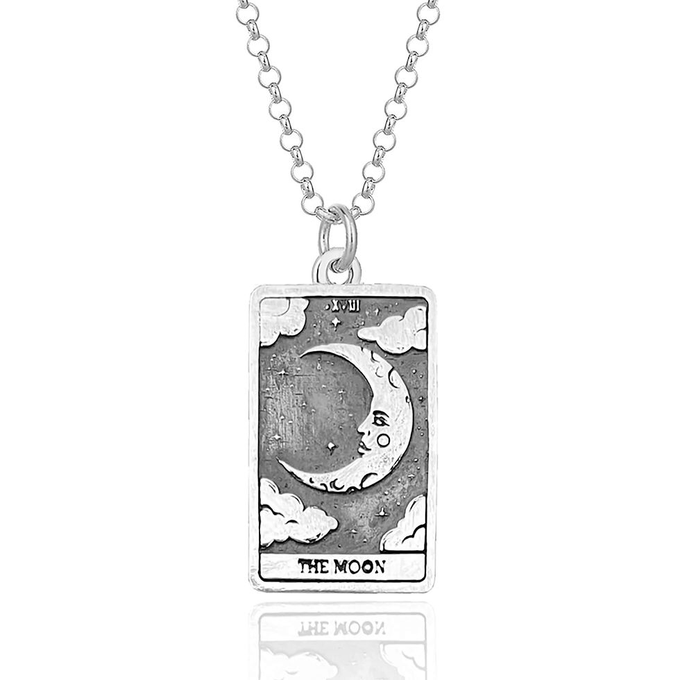 The Moon Tarot Card Silver Necklace