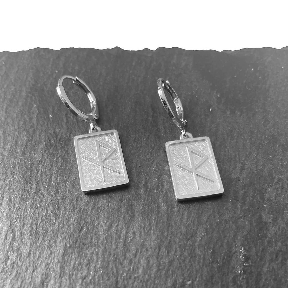 Rune Gümüş Küpe - Güvenli Yolculuk Tılsımı