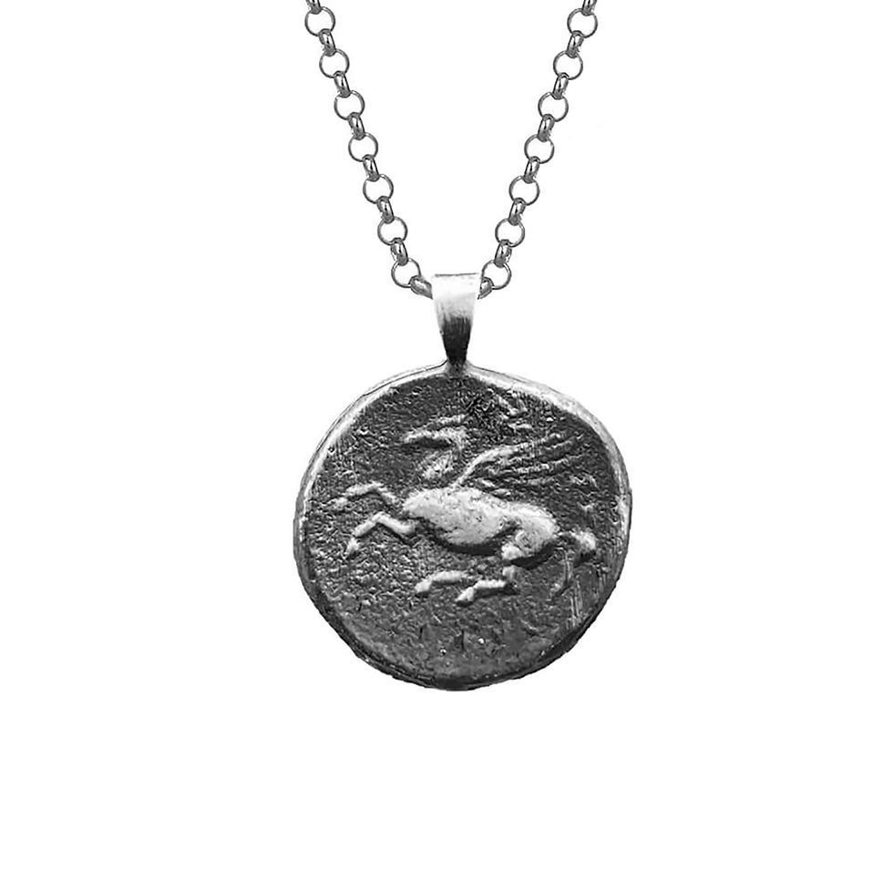 Athena ve Pegasus Gümüş Madalyon Kolye