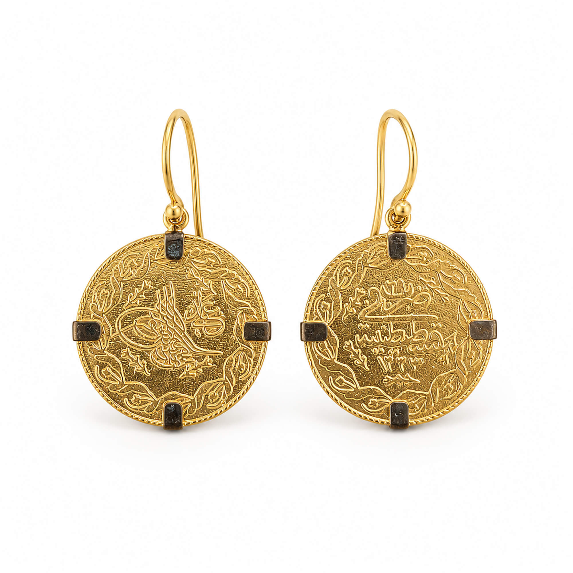 Ottoman Coin Earrings – Tughra Dangle Earrings
