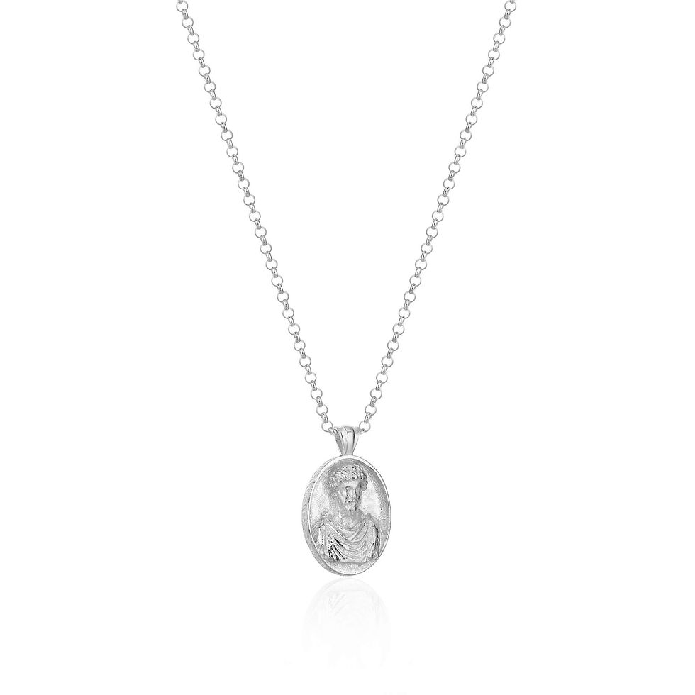 Thumbnail: Stoic Emperor Marcus Aurelius Silver Necklace