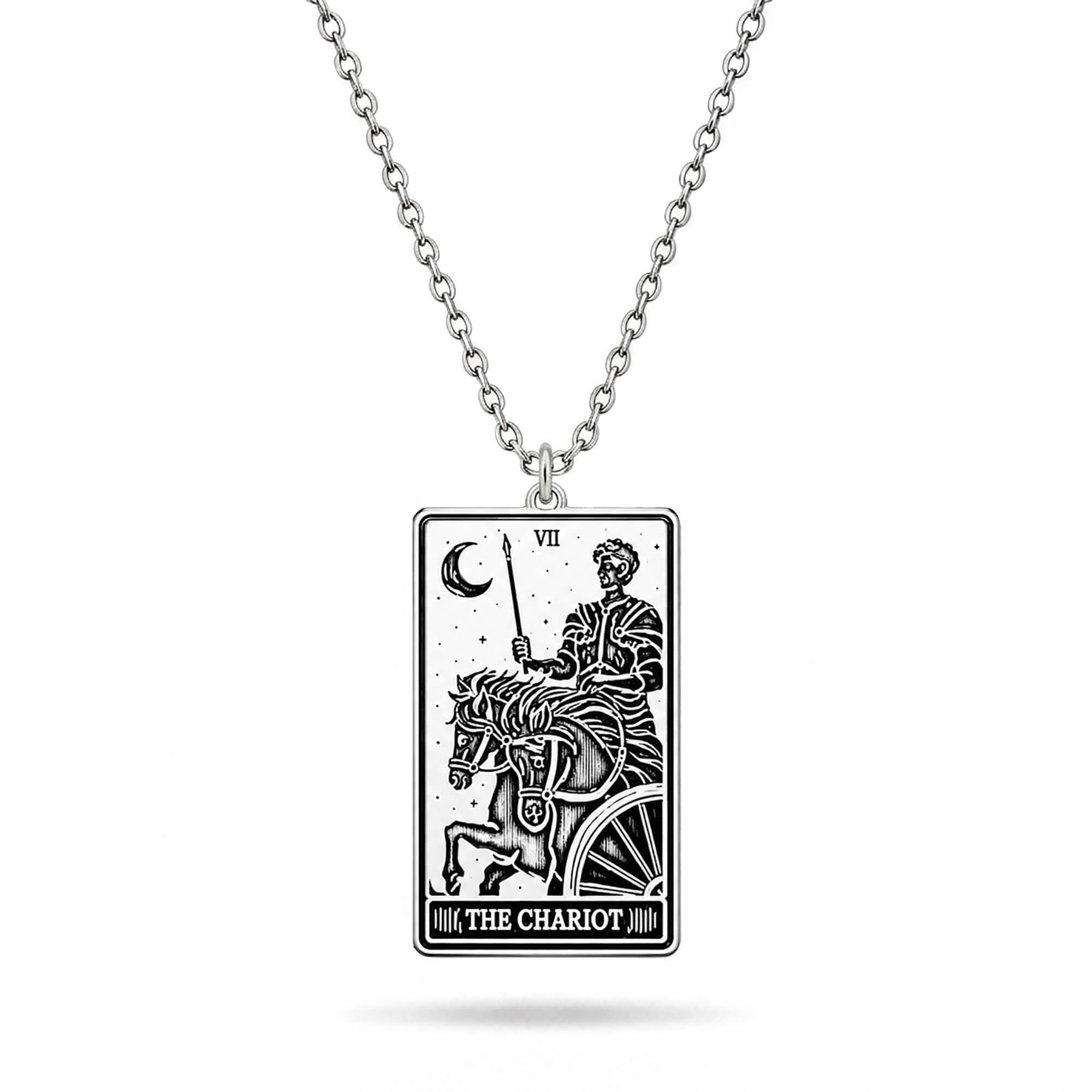 The Chariot Tarot Card Necklace – 925 Sterling Silver