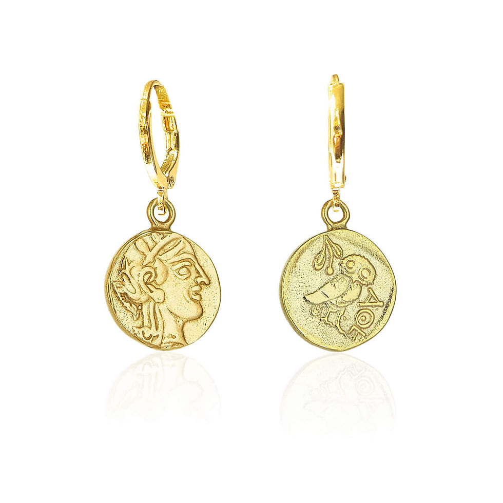 Athena Silver Coin Earrings | Museum Quality Replica of an Ancient Greek Coin