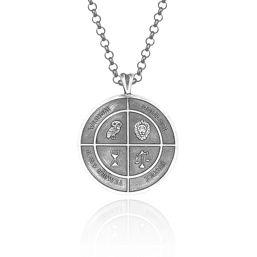 Thumbnail: Four Cardinal Virtues Necklace – 925 Sterling Silver Stoic Philosophy Pendant