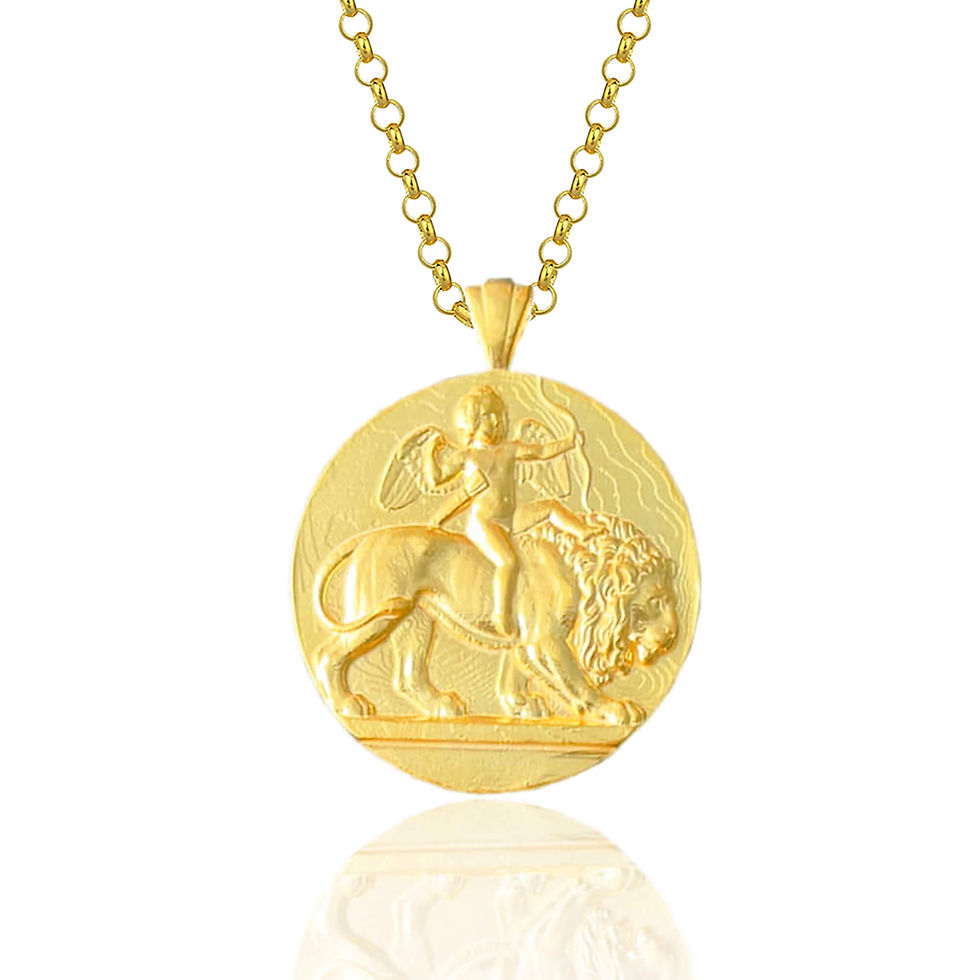 Cupid Riding Lion Necklace Silver – Thorvaldsen Inspired Ancient Coin Pendant