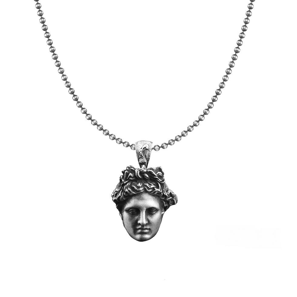 Apollo Silver Necklace – Greek God of Sun & Music Pendant, Ancient Mythology Jew