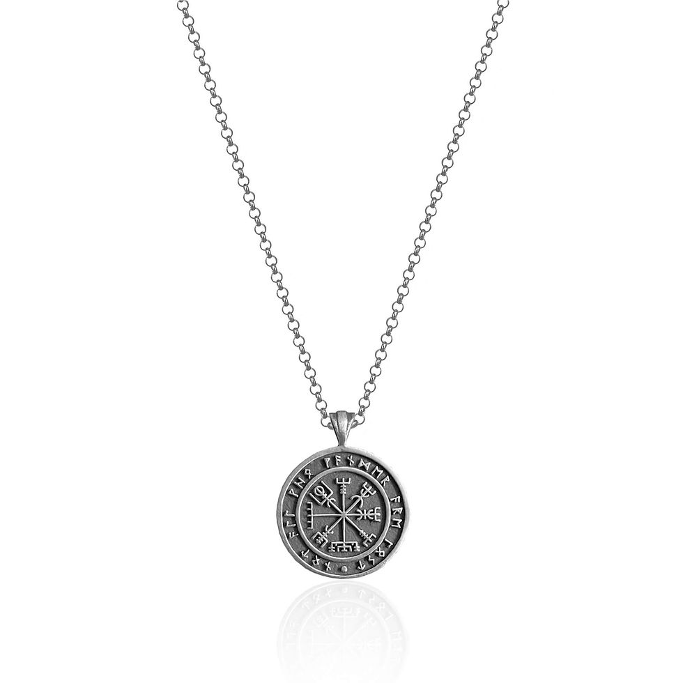 Thumbnail: Vegvisir Silver Necklace Not All Who Wander Are Lost