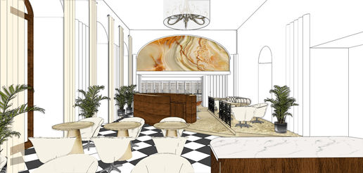 Bistro - Budapest rakpart - vázlatos 3D koncepcióterv
