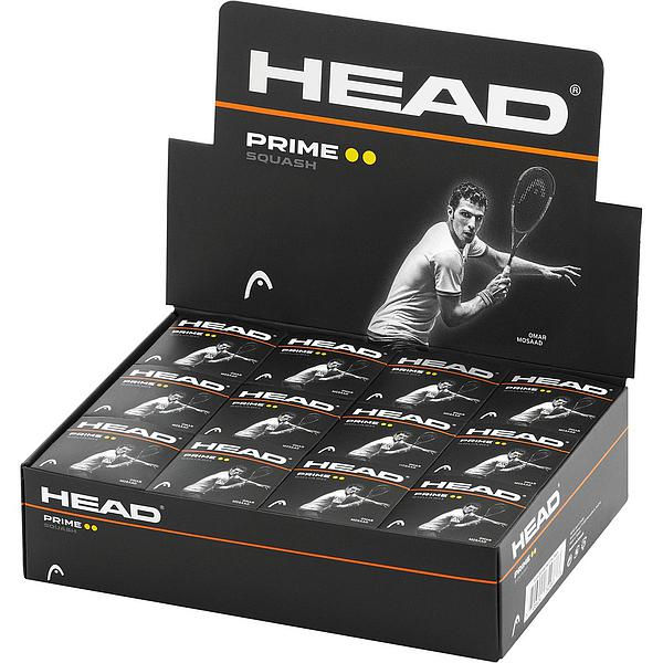 Head Prime Squash Balls - Double Yellow Dot (Box of 12)
