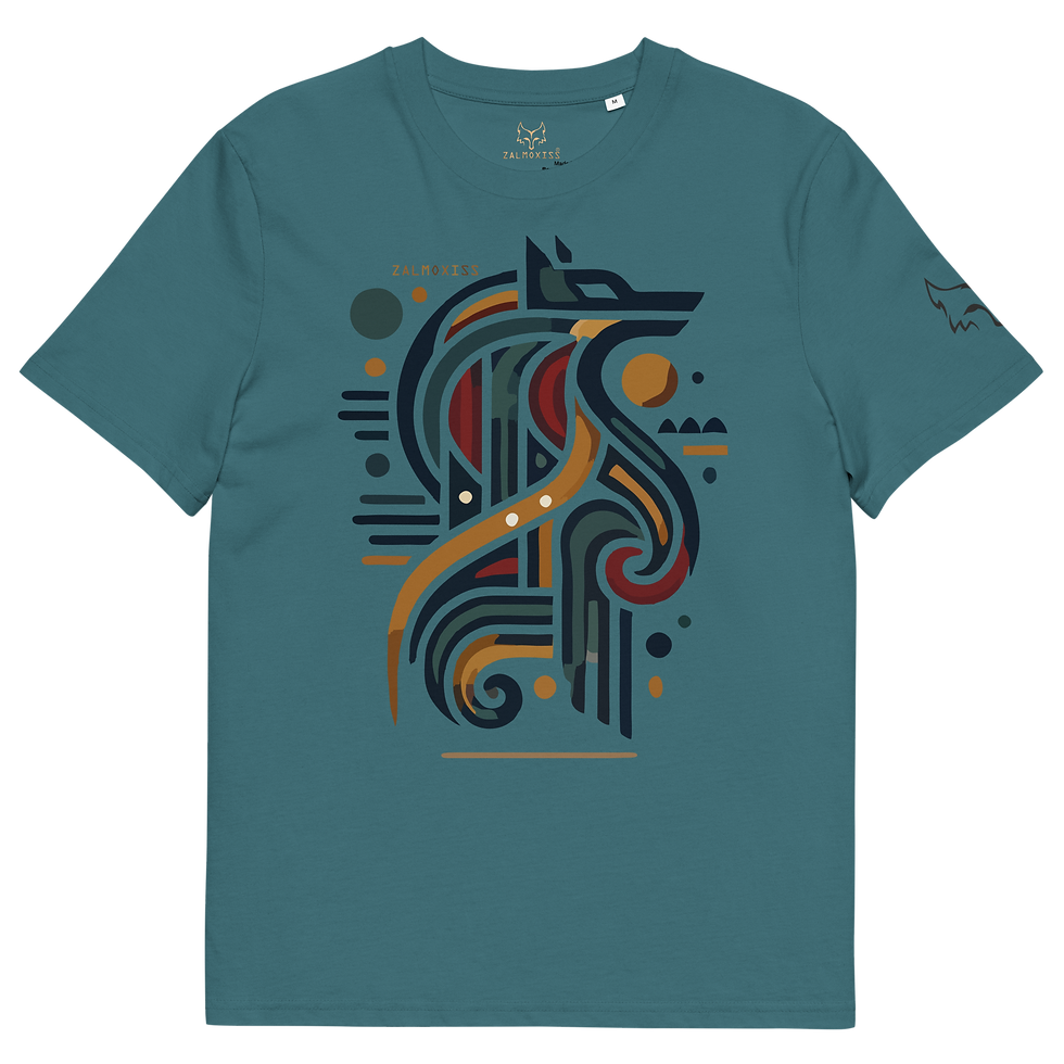 Miniatură: tricou lup dacic abstract Zalmoxiss green flat