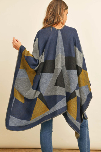 Kimono cu deschidere frontală și model abstract în nuanțe de