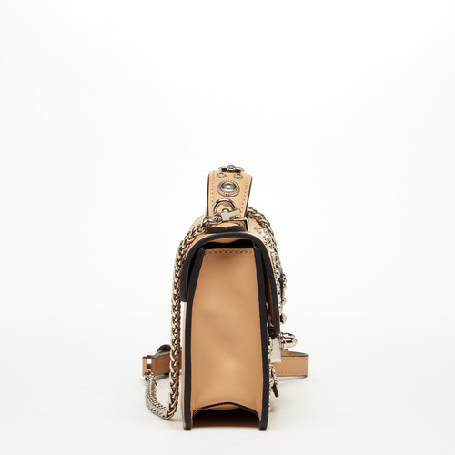 Geantă crossbody din piele Hollywood cu ținte, bej | ZXS Shop
