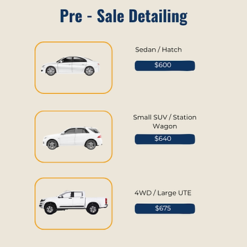 Pre-sale car detailing service package for interior and exterior cleaning
