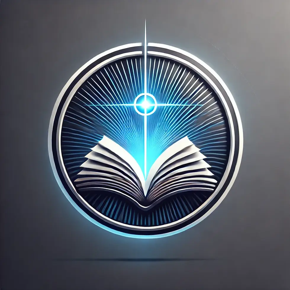 DALL·E 2025-03-08 09.54.02 - A sleek, elegant, and futuristic logo featuring an open book 