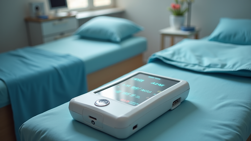 High angle view of physiotherapy equipment including TENS and ultrasound devices
