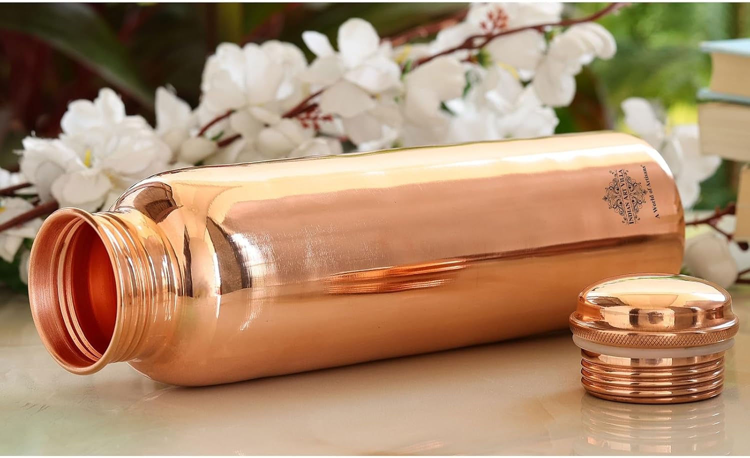 Handmade Copper Water Bottle | Ayurvedic Chakra Design
