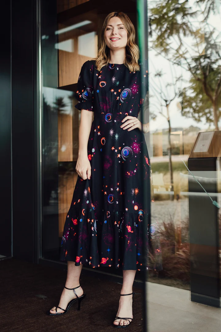 Black midi tea dress sales