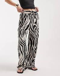 Cream Bellis Linen Trousers Black White Animal