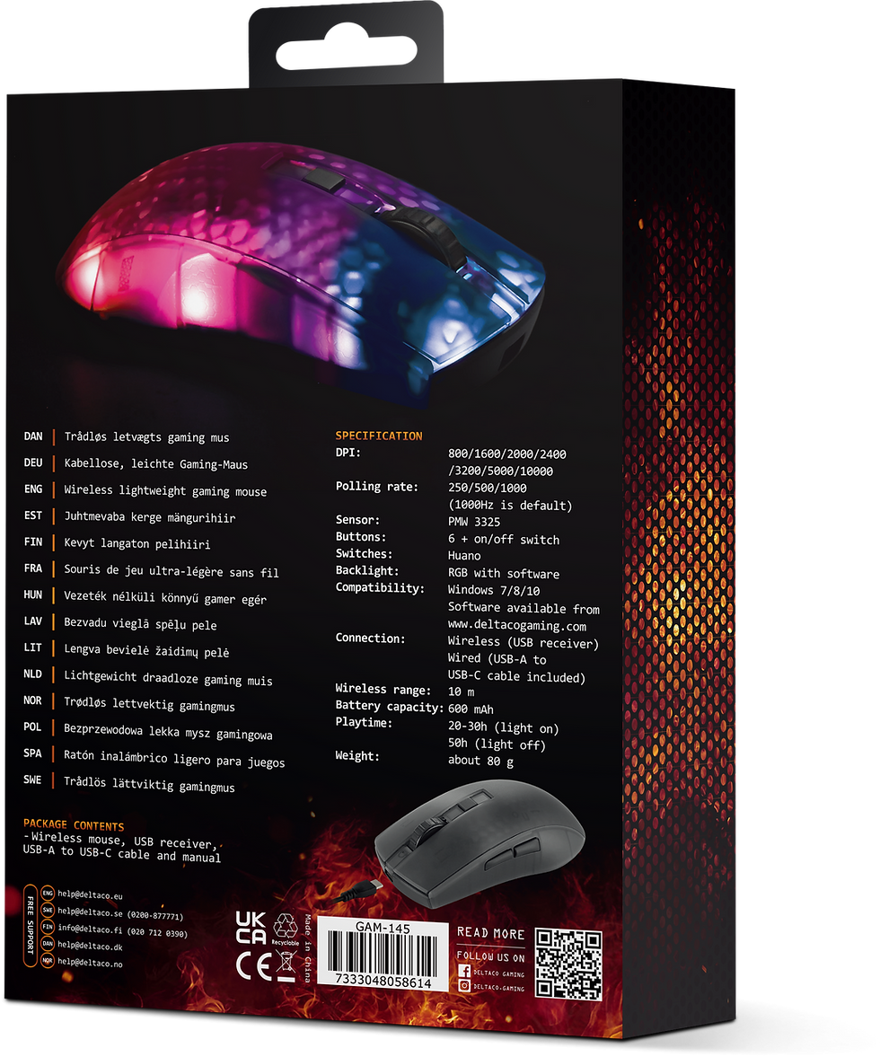 Thumbnail: DM320 Semi-Transparent RGB lightweight mouse, black