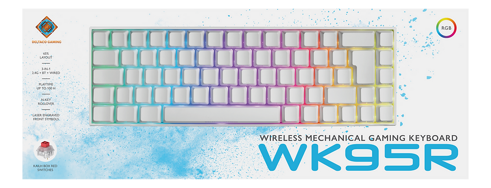 Thumbnail: WK95R Wireless 65% keyboard, Kailh Red, Nordic Layout, white/RGB