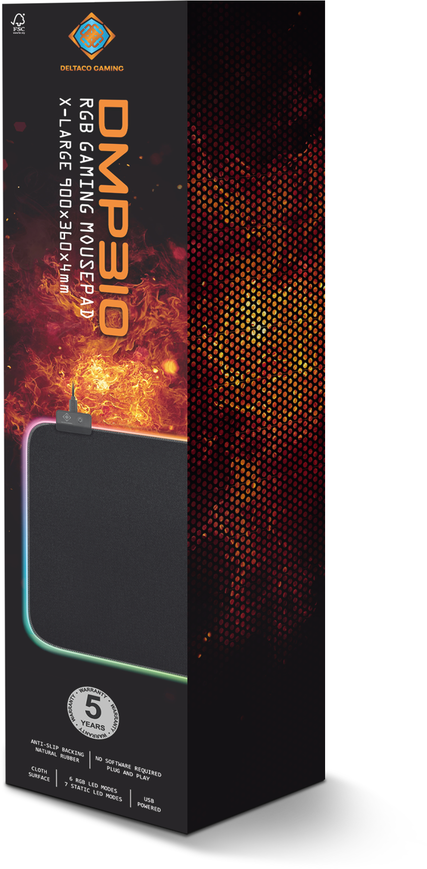 Thumbnail: DMP310 RGB gaming mousepad XL, 900 x 360 x 4, Black