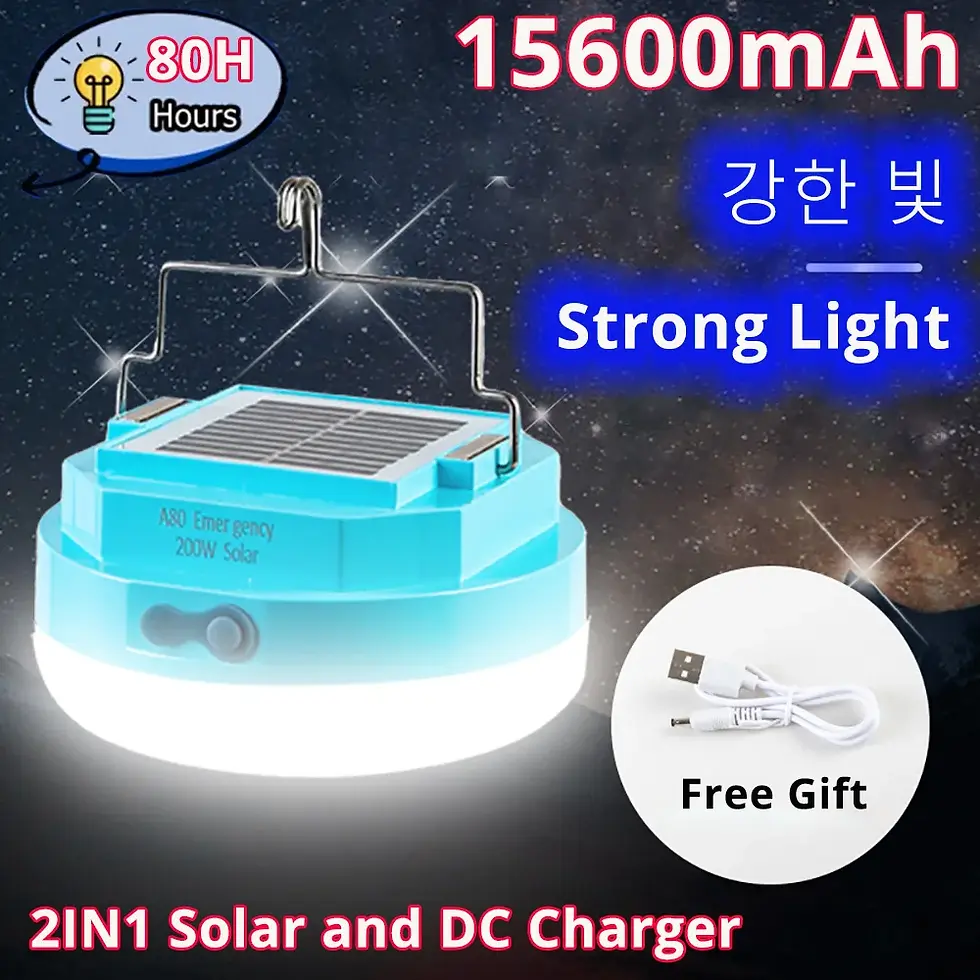 Thumbnail: USB Rechargeable Solar Camping Lantern - Waterproof Light
