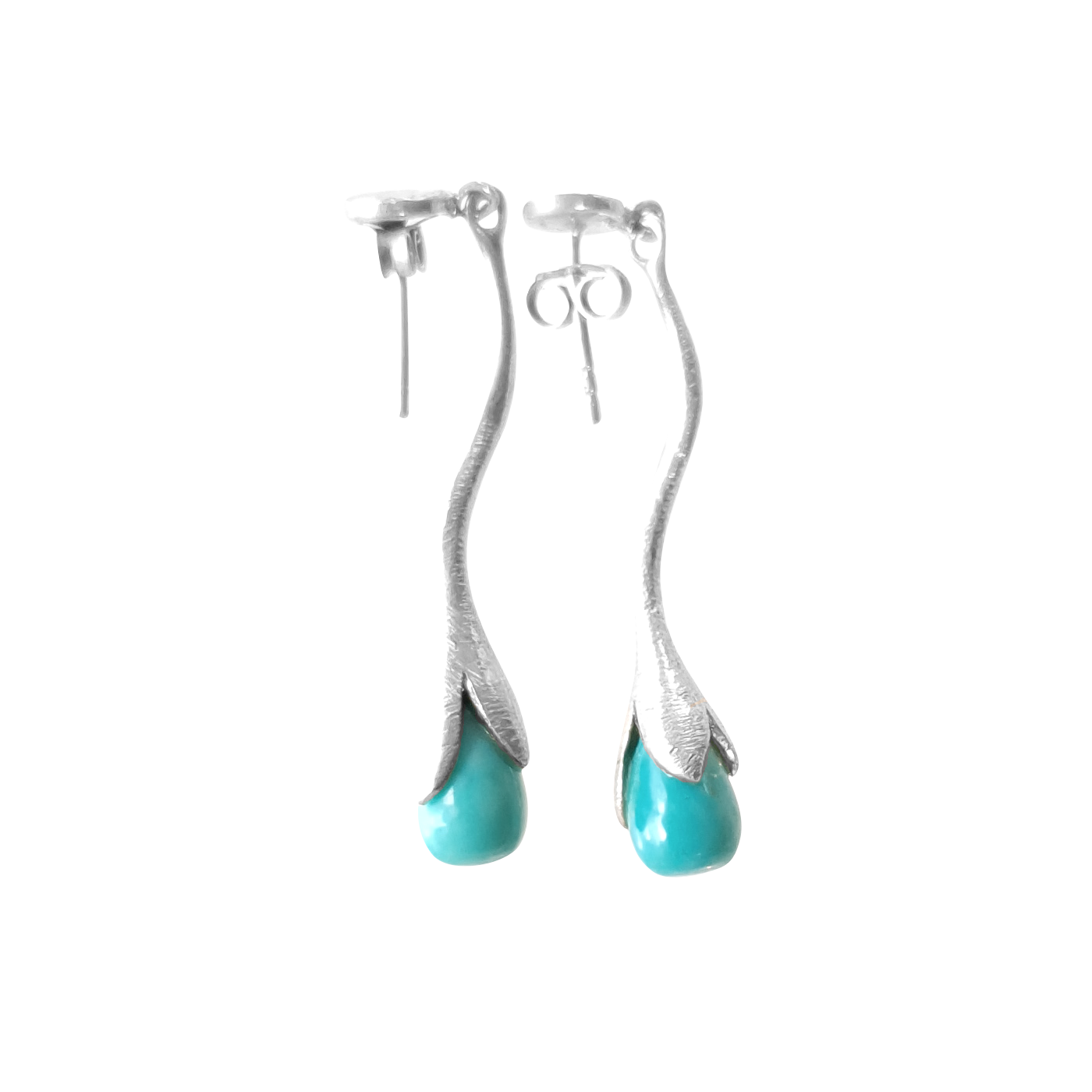 Øreringe i glittersølv med turkis