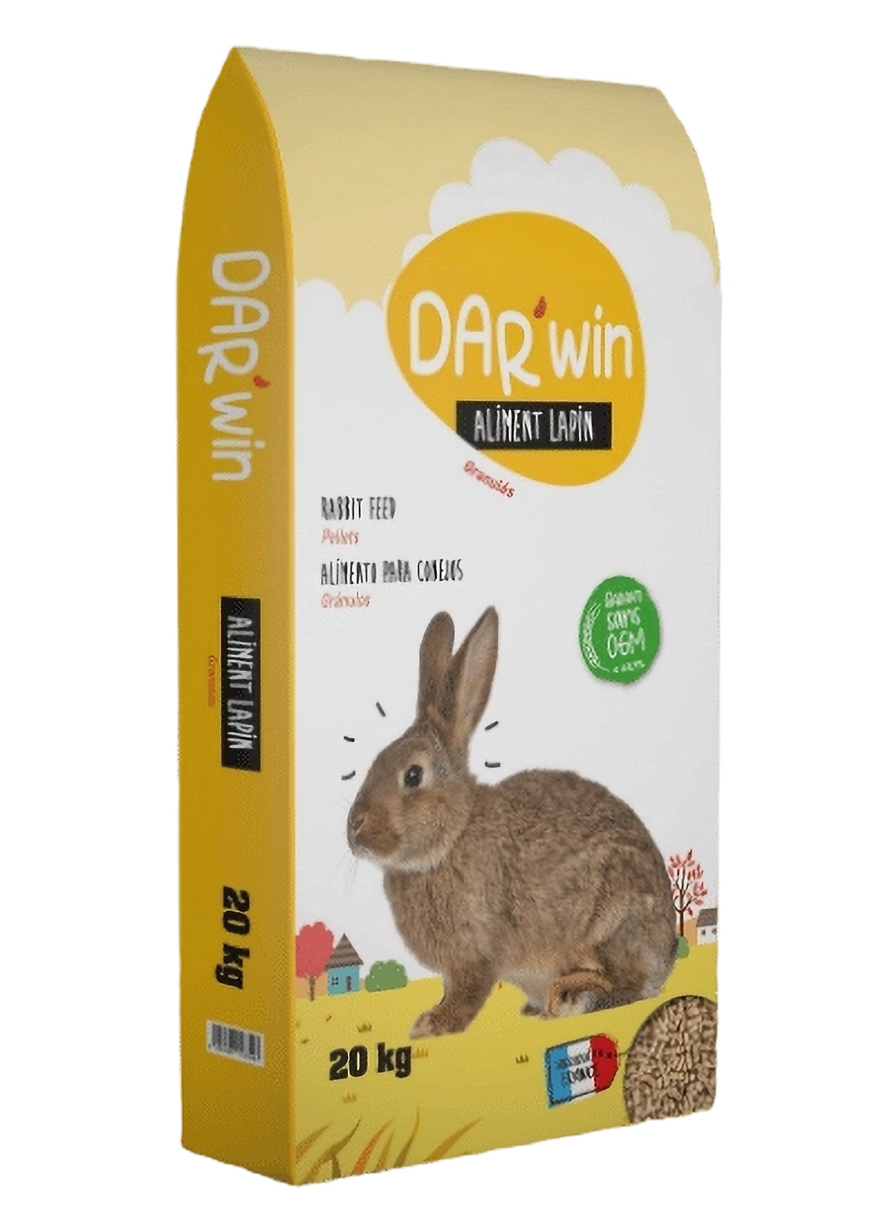 Boîte Darwin Aliments Lapin avec un lapin et des informations nutritionnelles.