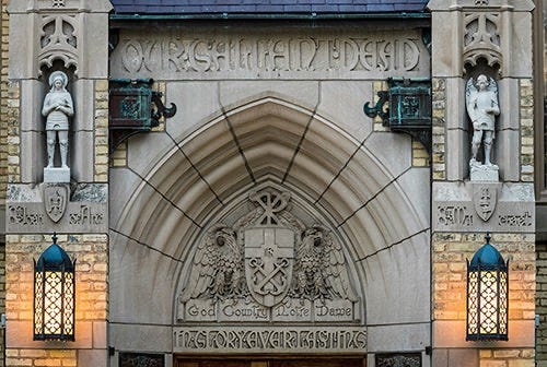 Note the Engraving above the door — similar to what I saw at West Point: “God, Country, Notre Dame”, University of Notre Dame. Dr. Carbone’s autobiography.