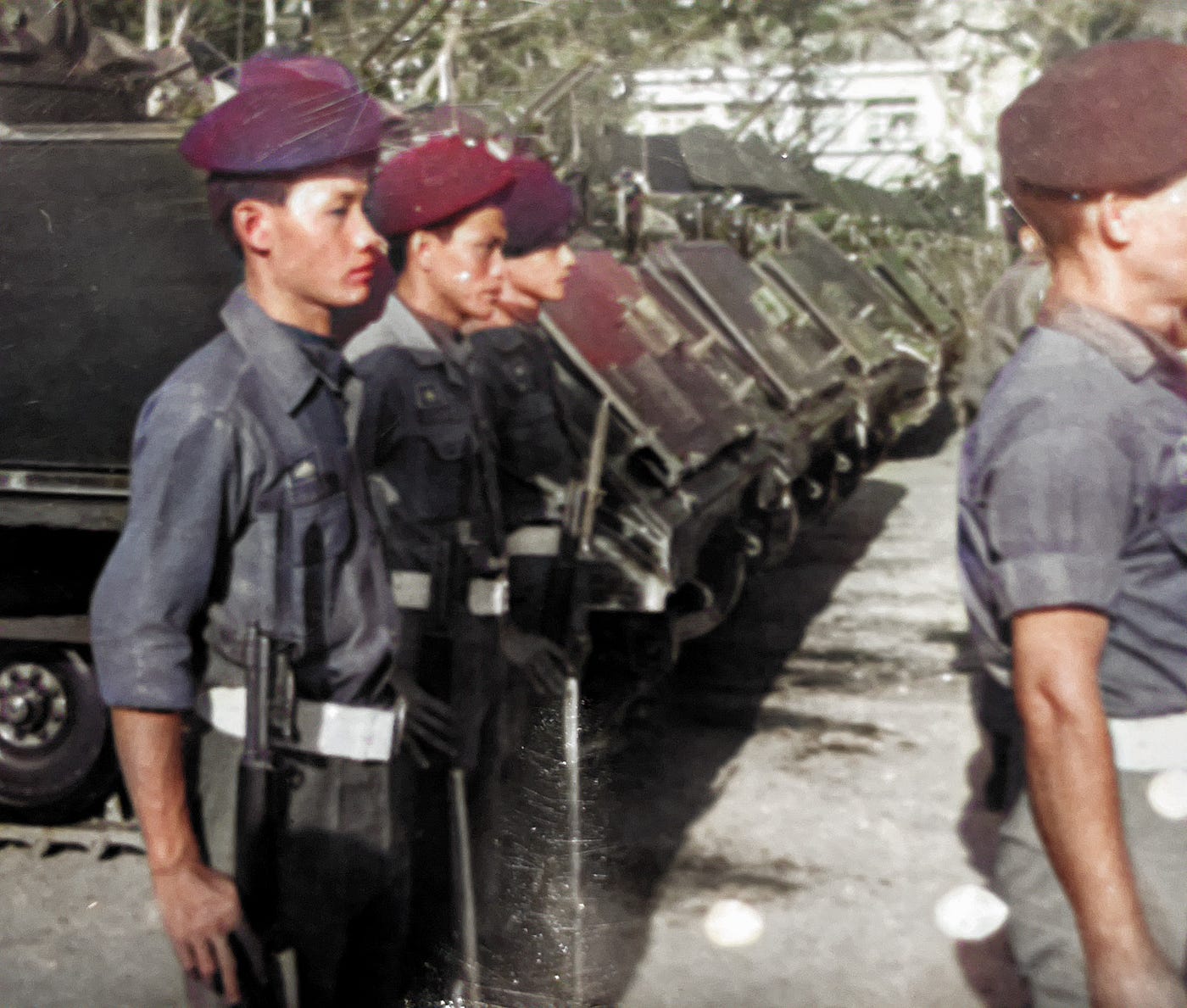 Republic of Vietnam 17th Cavalry ready for inspection. This was the ARVN cavalry unit that my father (CPT Tony Carbone) served as tactical advisor.Part of the autobiography of Dr. Anthony J. Carbone, Son in the Shadow of a Green Beret Hero.